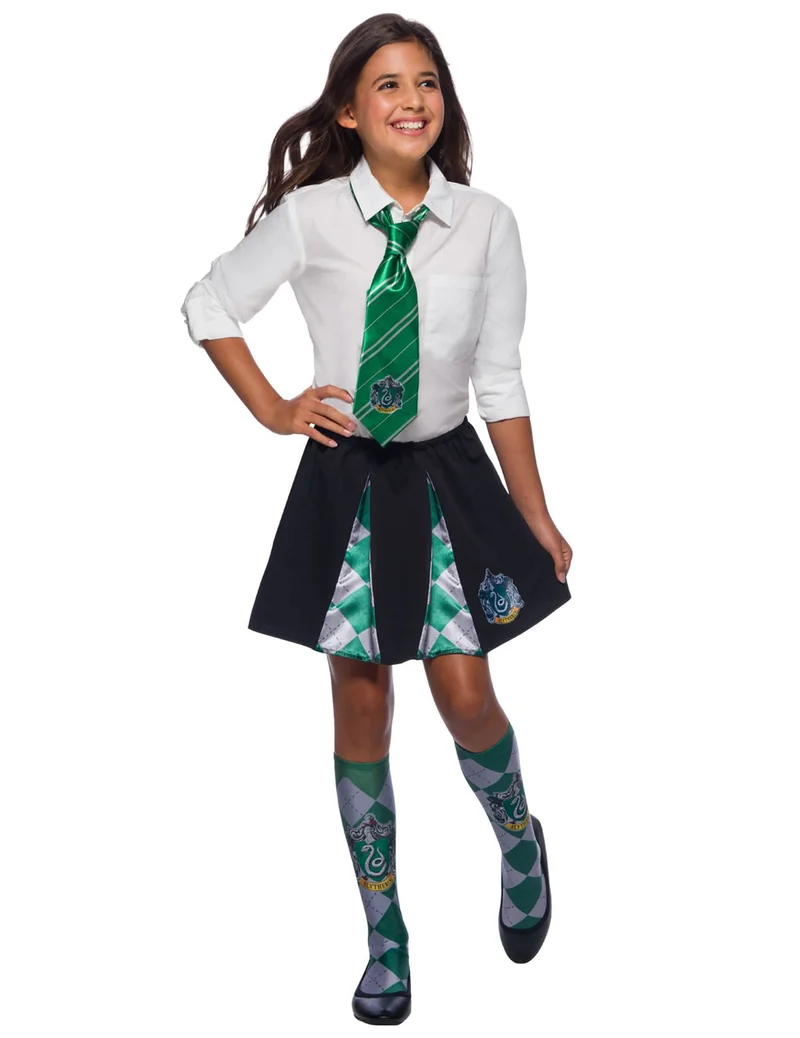 Slytherin™-Zauberschülerin-Rock Kostüm für Kinder Harry Potter™ schwarz-grau-grün