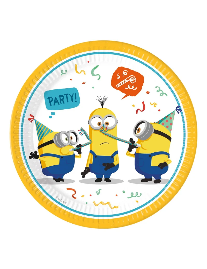 Witzige Minions™ Party-Pappteller Kindergeburtstag 8 Stück bunt 23 cm
