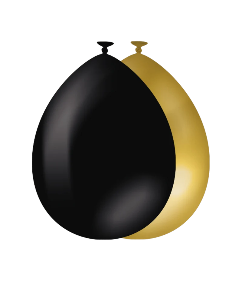 Gold Schwarze Ballons 30cm 10Stk