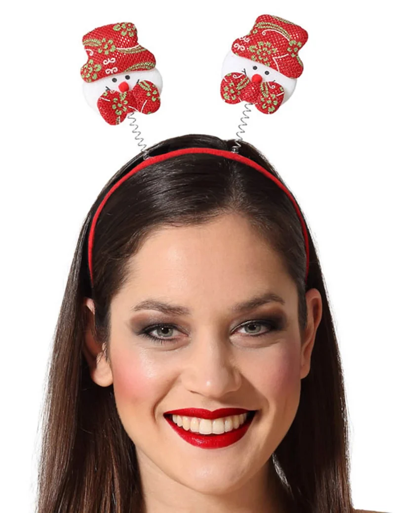 Weihnachtlicher-Haarreif mit Schneemännern Accessoire rot-weiß