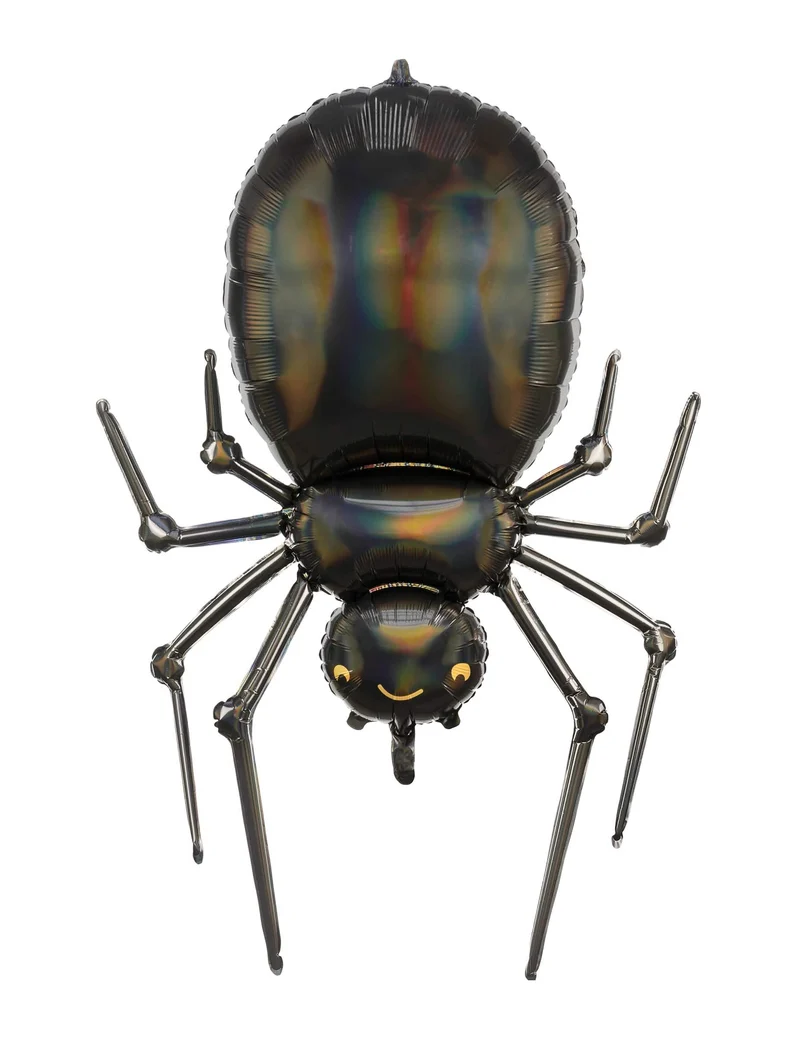 Großer Spinnen Folienballon Halloweendeko metallisch-schwarz 60 x 101 cm