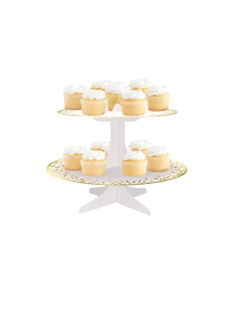 Cupcake-Display aus weißem und goldenem Karton, 31 x 24 cm