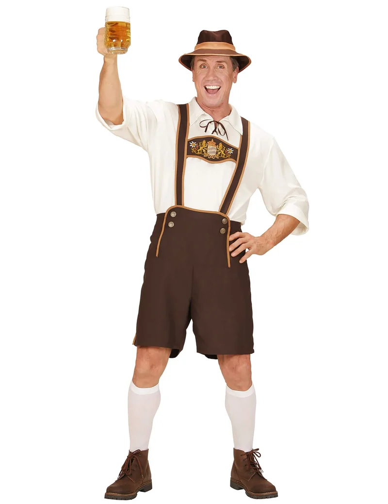 Bayrisches-Kostüm Tracht für Herren in Übergröße Bierfest braun-weiß