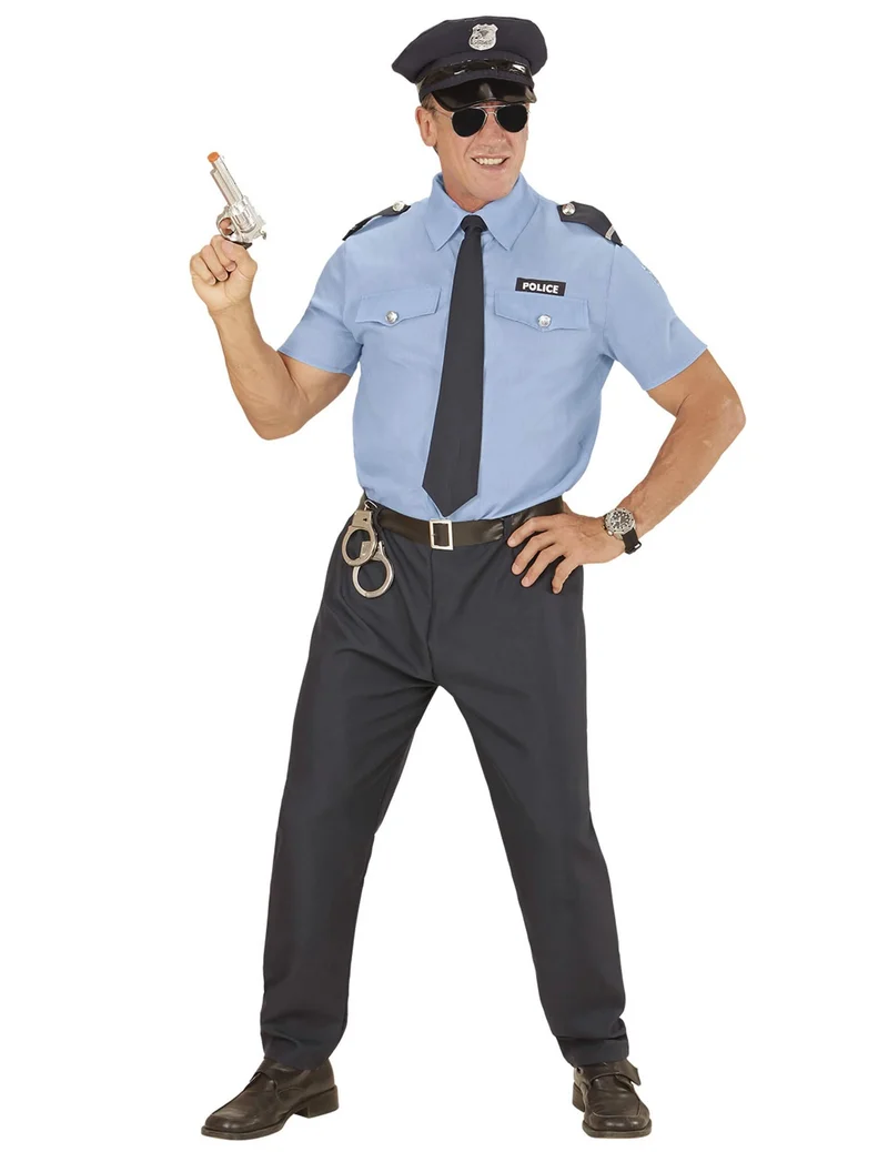 Polizist-Kostüm für Herren in Übergröße Uniform blau
