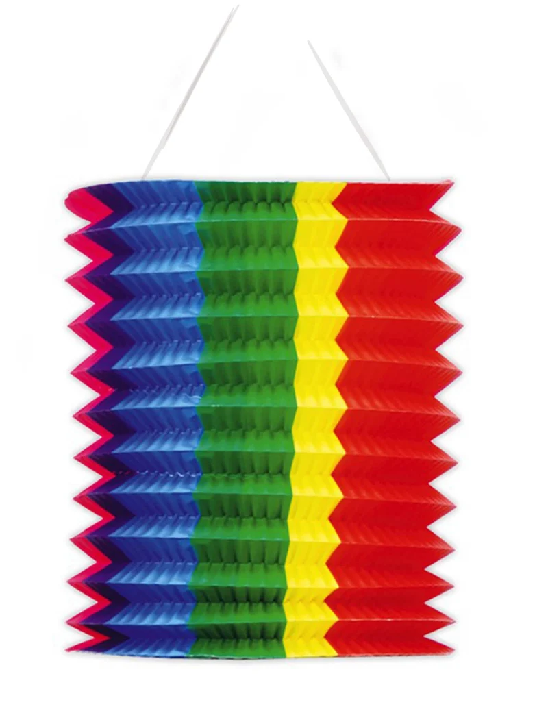 Lampion Regenbogenfarben aus Papier Laterne bunt 20 cm