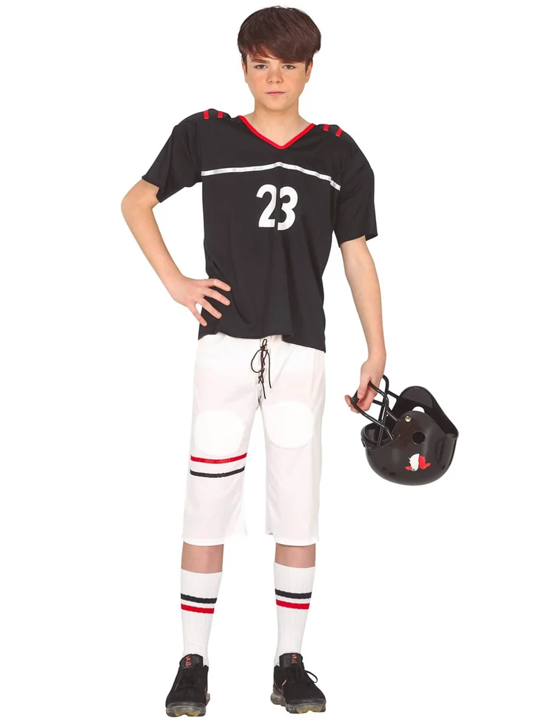American Football-Kinderkostüm Teenager Sport-Kostüm schwarz-weiß-rot