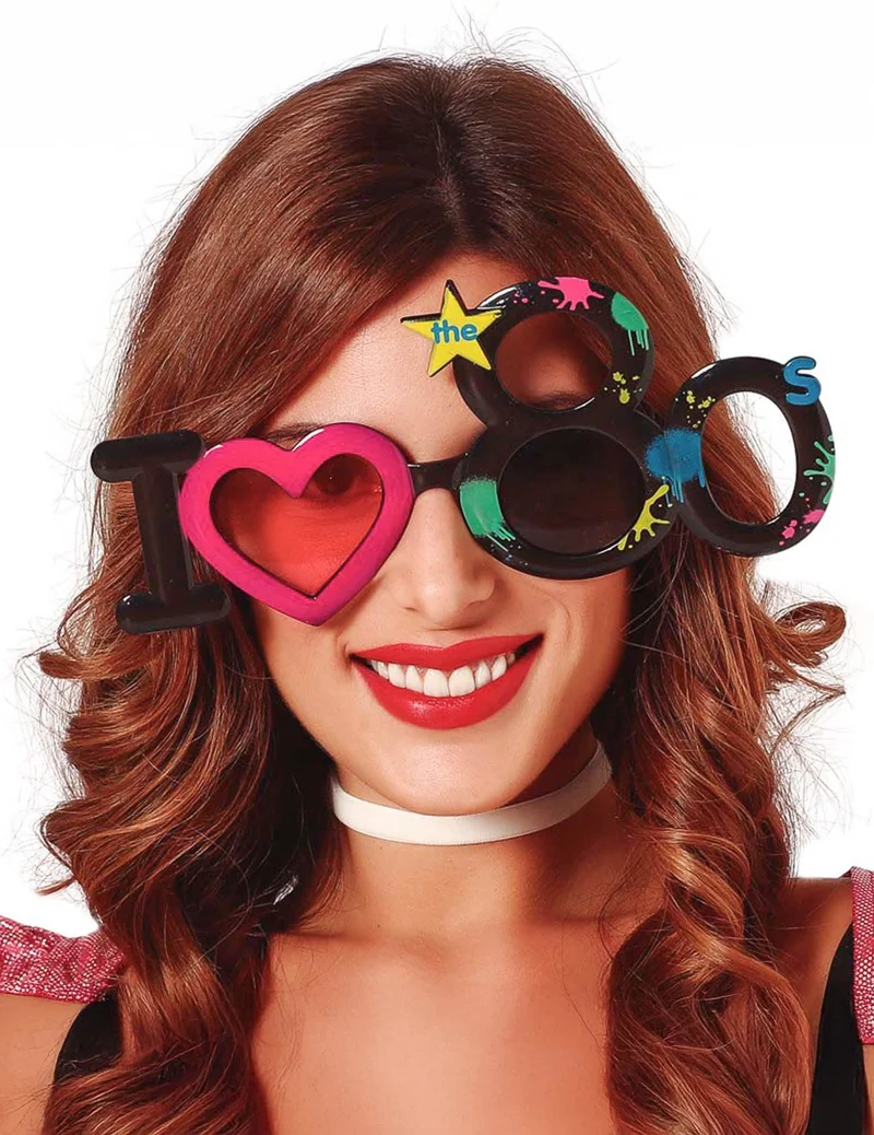 Kultige Brille 80er-Jahre Accessoire für Erwachsene bunt