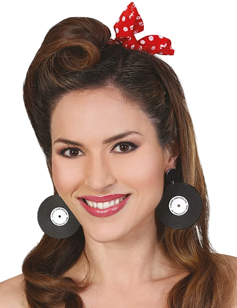 Stilvolle Rockabilly-Ohrringe Damenschmuck 50er-Jahre schwarz-weiß