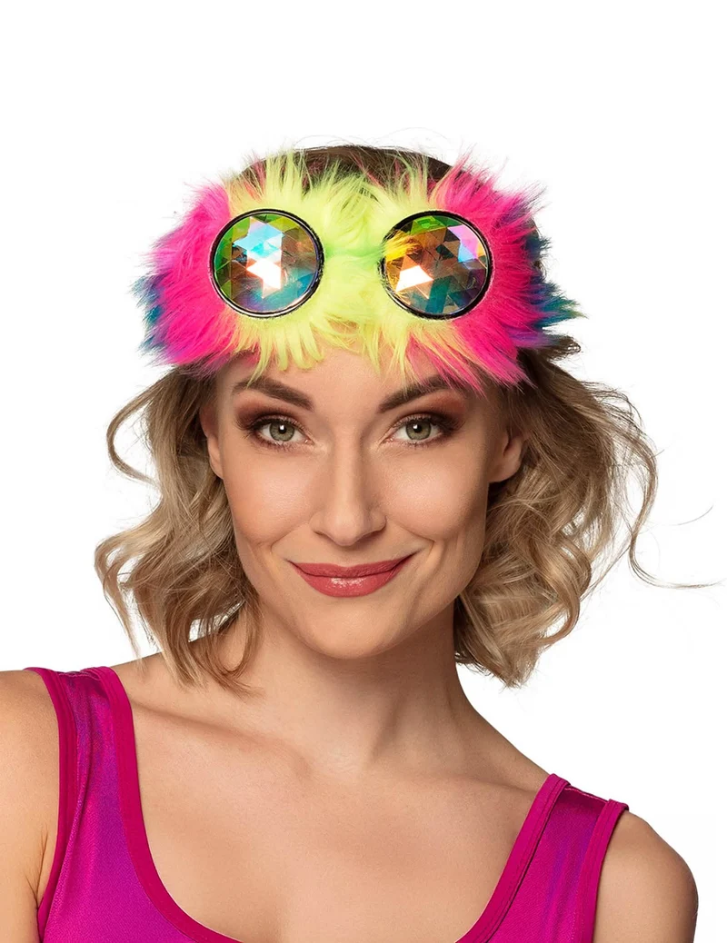 Rave-Brille mit Federschmuck Partybrille für Erwachsene bunt 15 x 6 x 18 cm