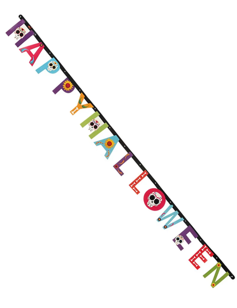 Girlande Happy Halloween Tag der Toten bunt 230 cm