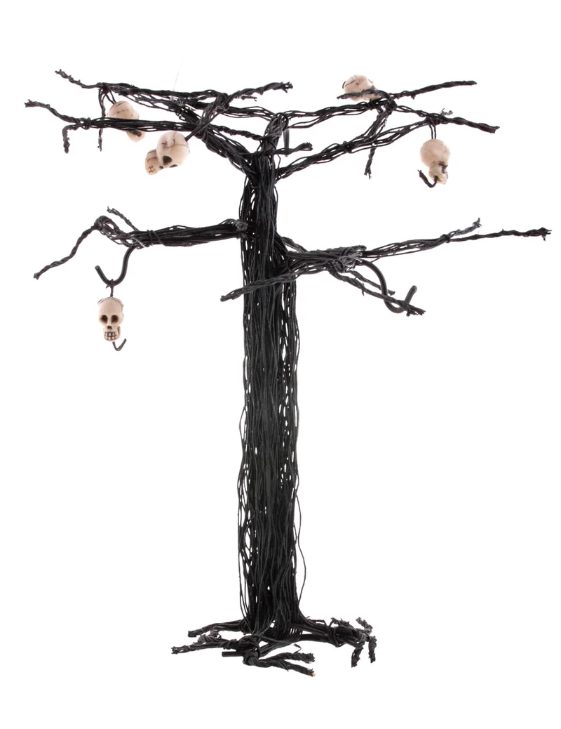 Schauriger Halloween-Baum mit Totenköpfen Raumdeko braun 28 cm