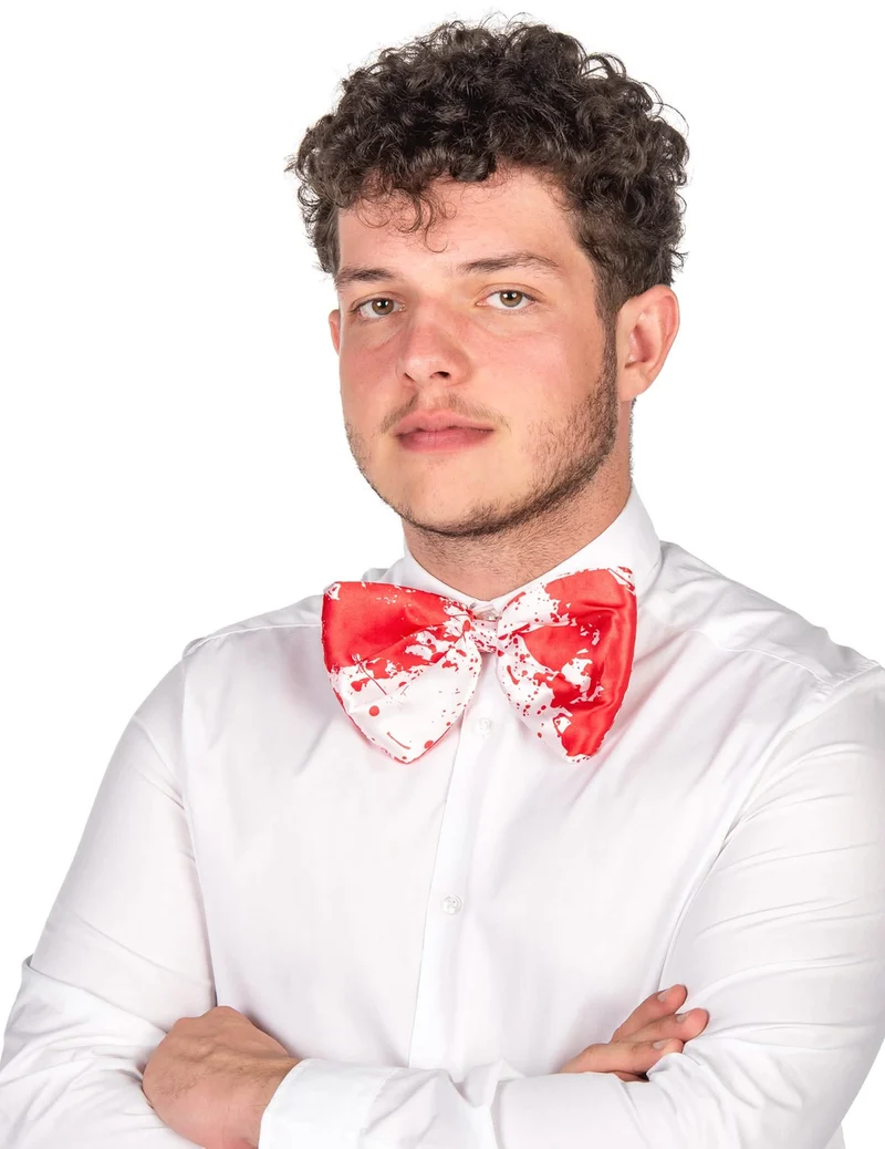 Blutige Fliege Herren-Accessoire für Halloween weiß-rot