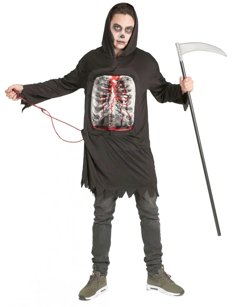 Blutiger Sensenmann Halloween-Kostüm für Herren schwarz-weiss-rot
