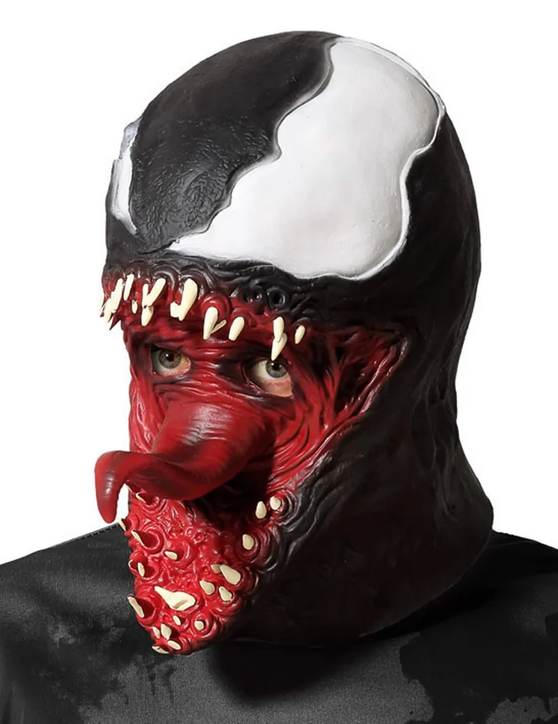 Spinnenschurken-Maske für Erwachsene Latexmaske schwarz-weiß-rot