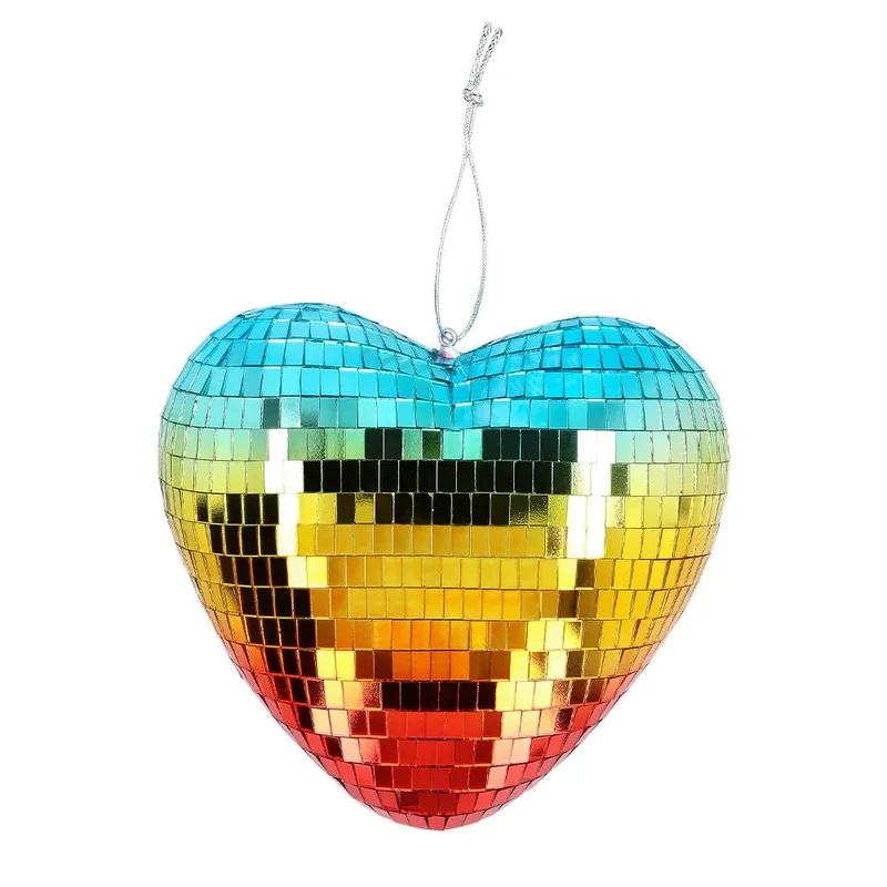 Regenbogen Discoball Herz 19cm