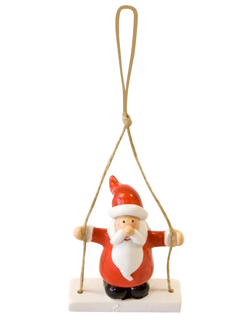 Weihnachtsbaumschmuck Weihnachtsmann auf Schaukel 7 x 5 x 3 cm originelle Dekoration