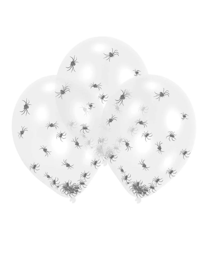 Schaurige Spinnen-Luftballons für Halloween Raumdeko 6 Stück transparent-schwarz