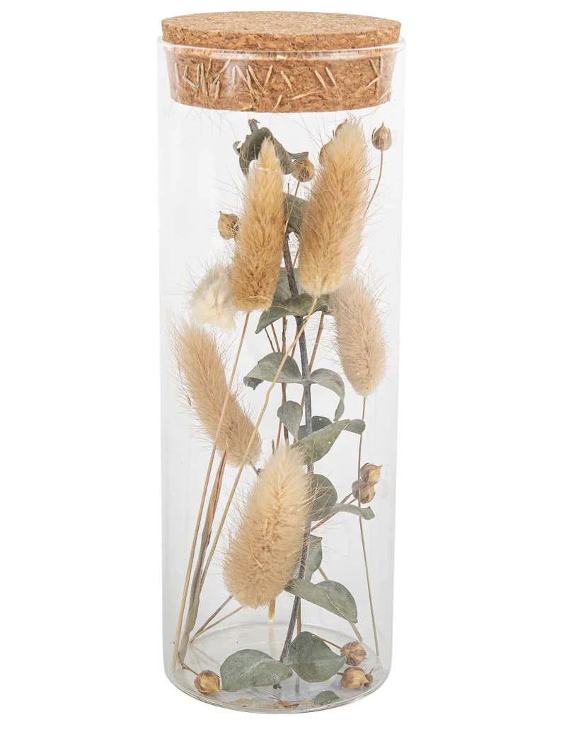 Glasröhre mit Pampasgras und Eukalyptus, 18,5 cm und Korkenverschluss