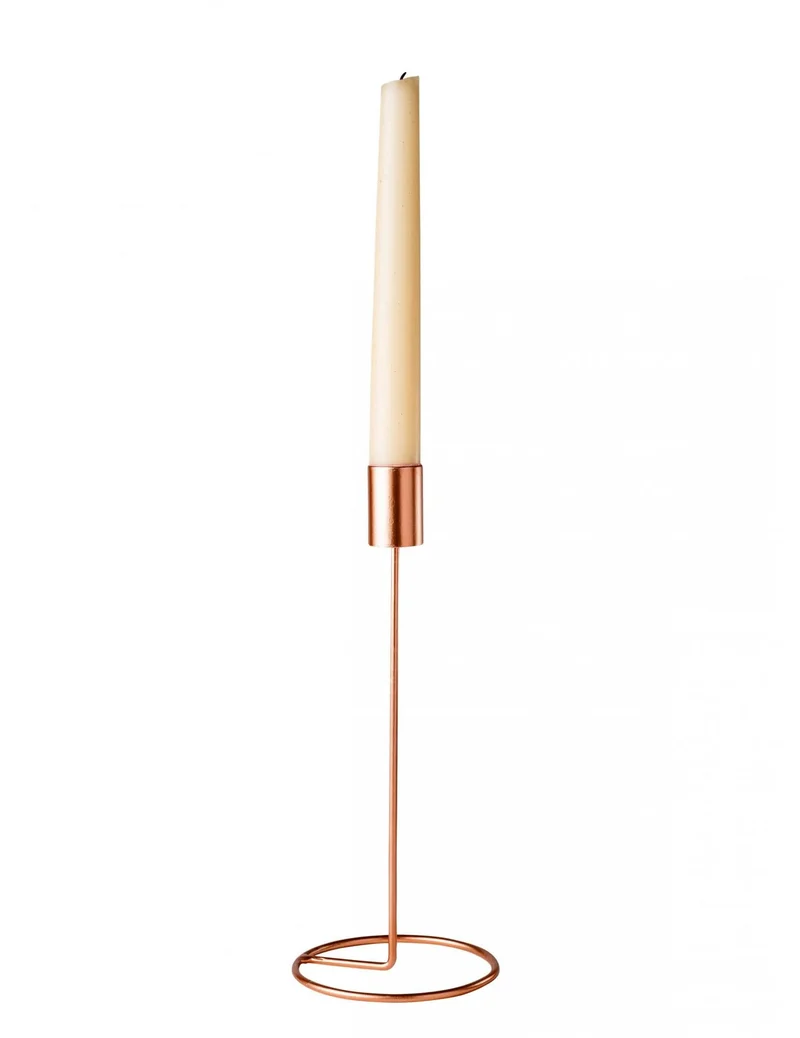 Designer-Kerzenständer auf Metallsockel Roségold 23 cm für Stabkerze