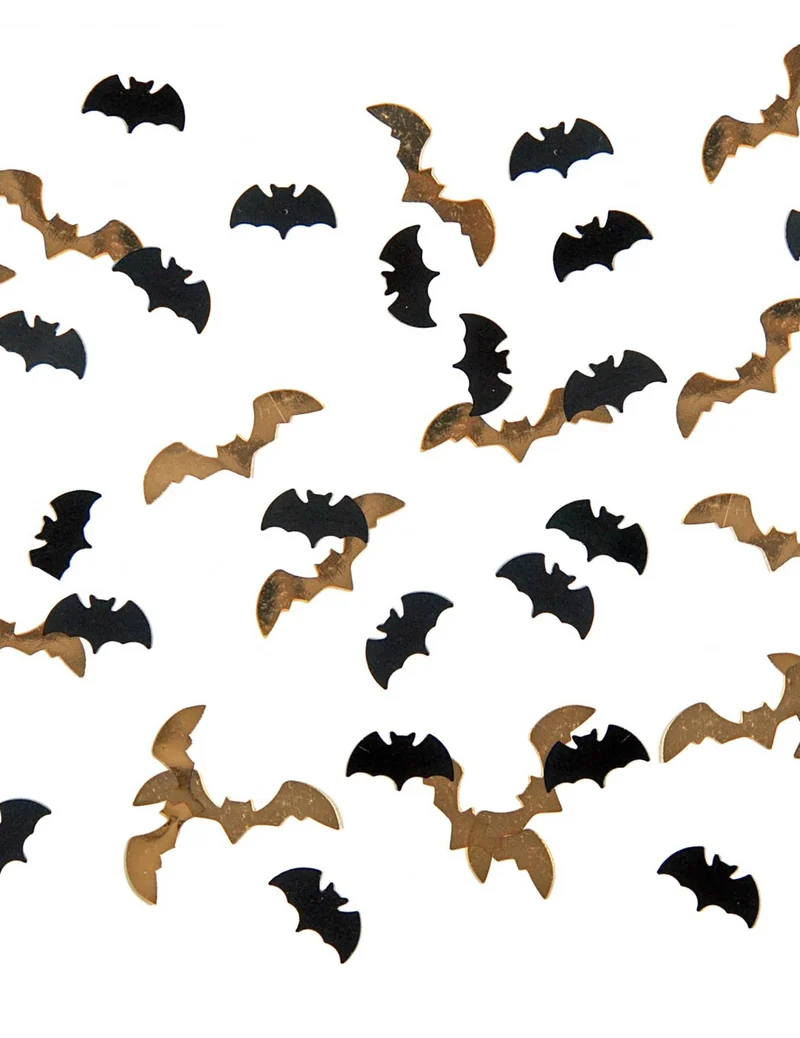 Hübsches Fledermaus-Konfetti Tischdekoration für Halloween schwarz-goldfarben 15g