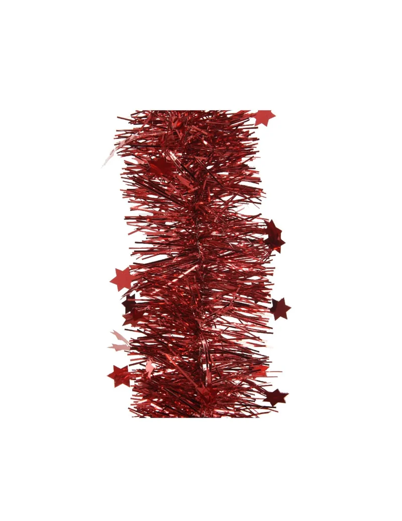 Rote Tannenbaumgirlande mit Sternen 270 cm Weihnachtsdekoration