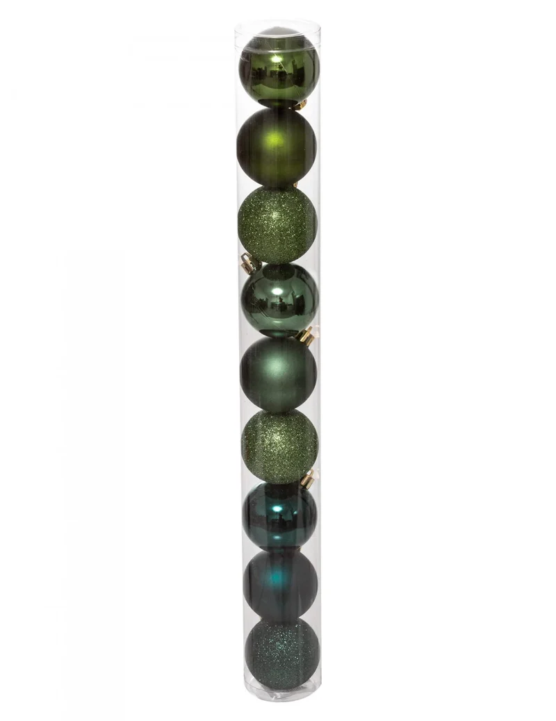 9 blaugrüne Weihnachtsbaumkugeln 6 cm matt und glänzend