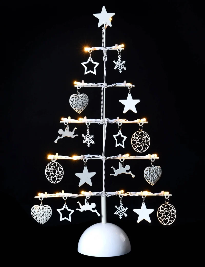 Dekoration leuchtender Baum weiß 45 cm mit 19 LEDs