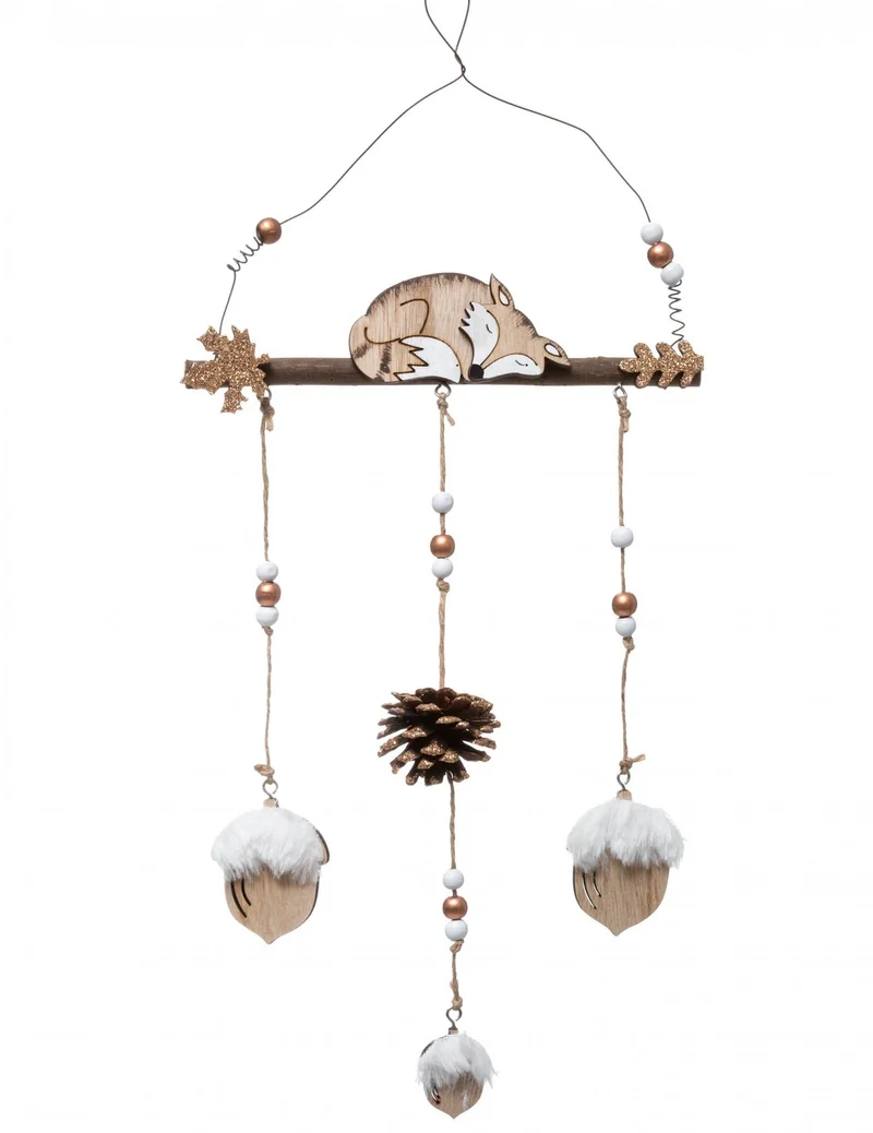 Hängende Fuchsmobil-Dekoration aus Holz, 42 cm