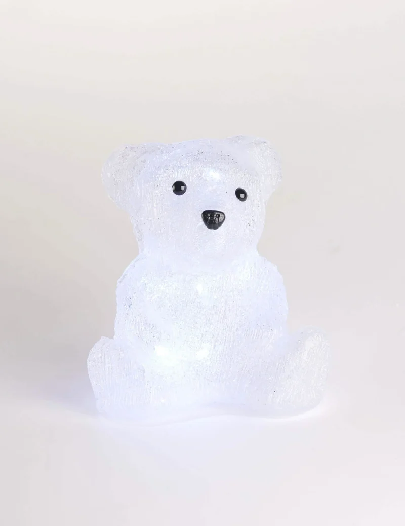 Beleuchtete Eisbär Dekoration 20 cm 16 kaltweiße LEDs