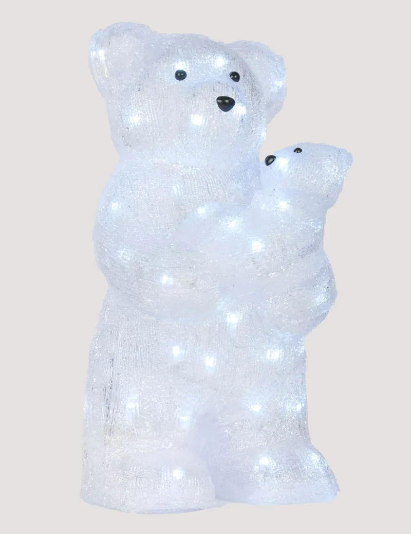 Leuchtdekoration Eisbär mit Baby 44 cm 56 LED