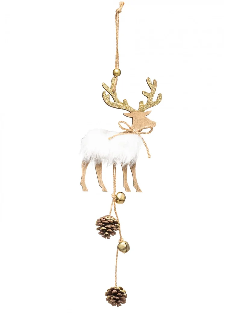 Weihnachtliche Rentier-Hängedekoration weiß-braun 28 cm
