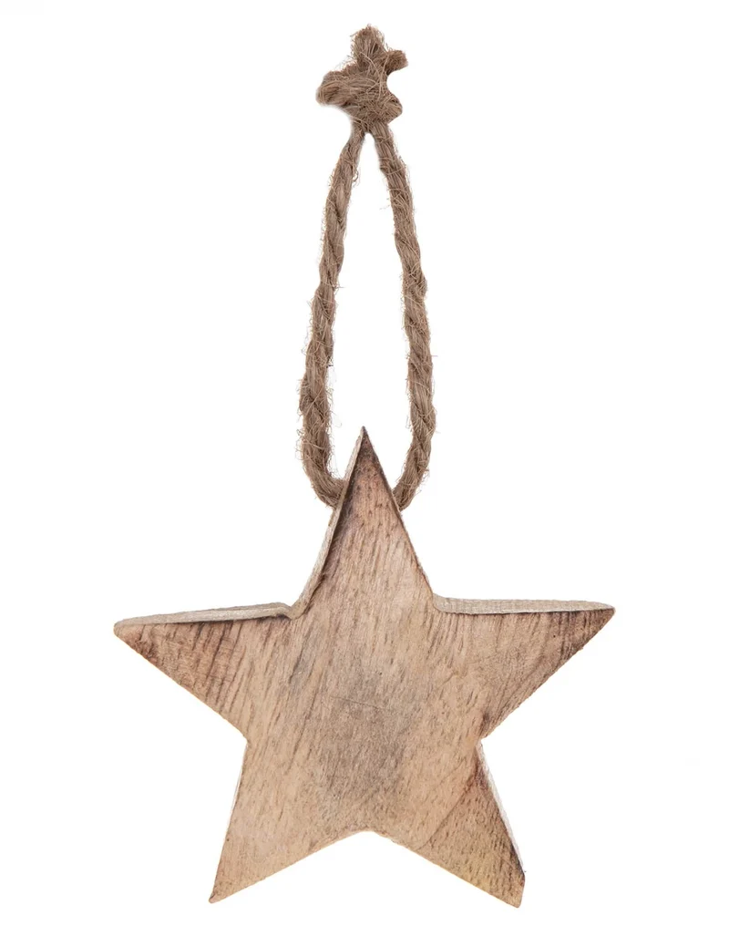 Hölzerner Weihnachtsbaumschmuck Stern 5 cm Natur-Look