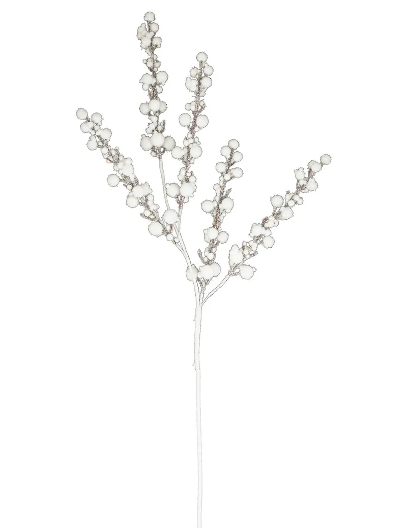 Gefrosteter weißer Kugelzweig, 52 cm, für Weihnachtsdekoration