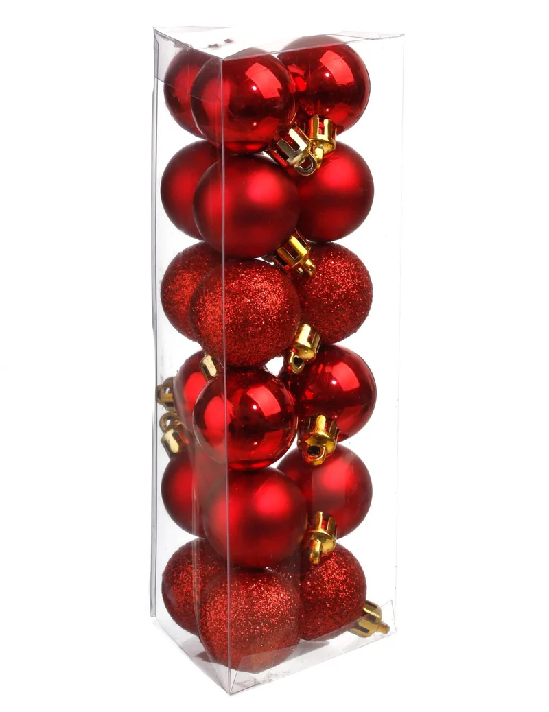 18 rote Mini-Weihnachtskugeln 3 cm, matt und glänzend